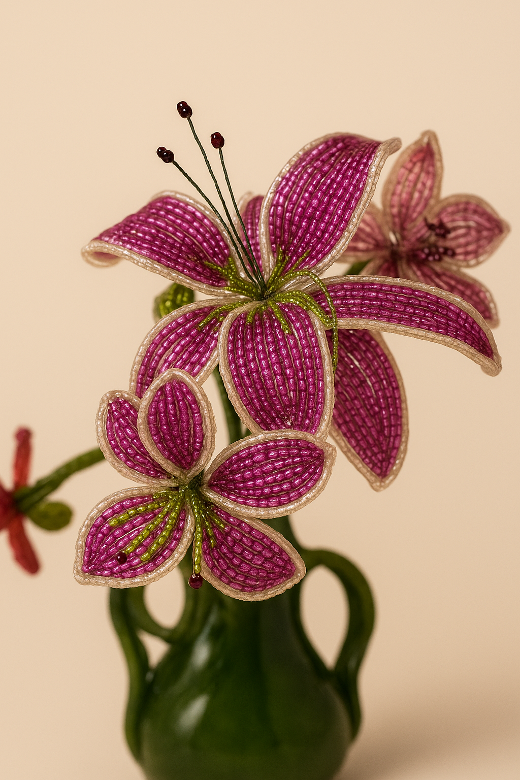 Handmade beaded orchid flowers